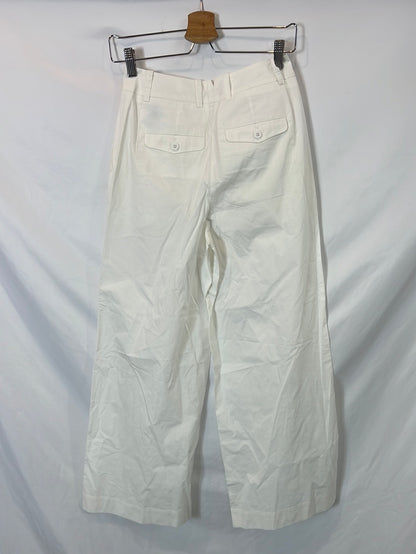 STEFANEL. White wide-leg trousers, size 34