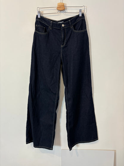 MANGO. Denim pata ancha costuras