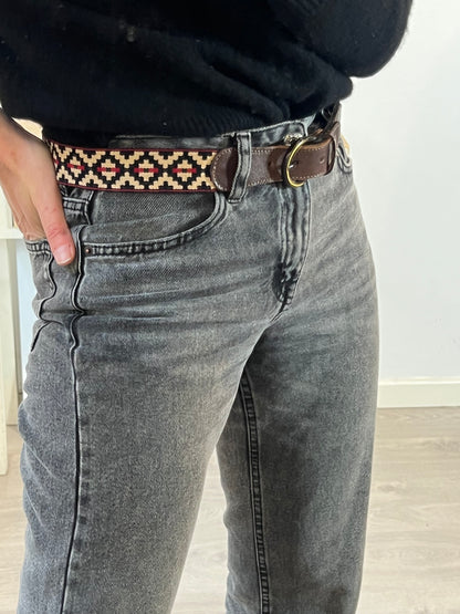 OTHER. Geometric print and leather belt TS/M