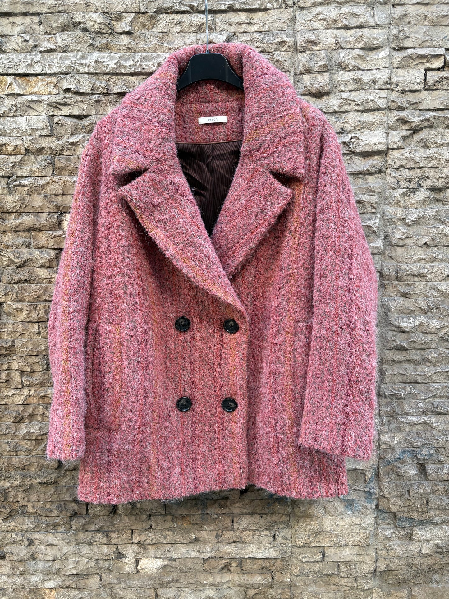 SESSÚN. Abrigo jaspeado colores