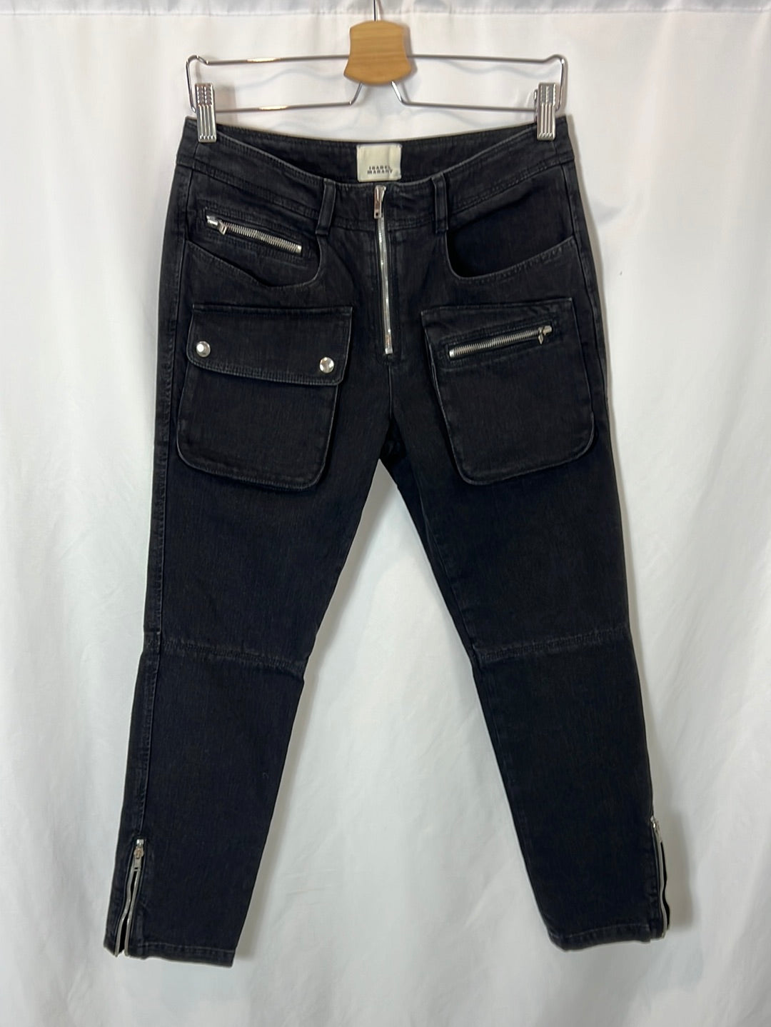 ISABEL MARANT. Black denim trousers with pockets, size 36