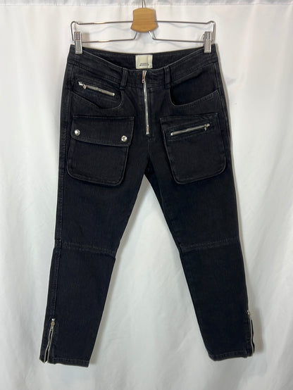 ISABEL MARANT. Black denim trousers with pockets, size 36
