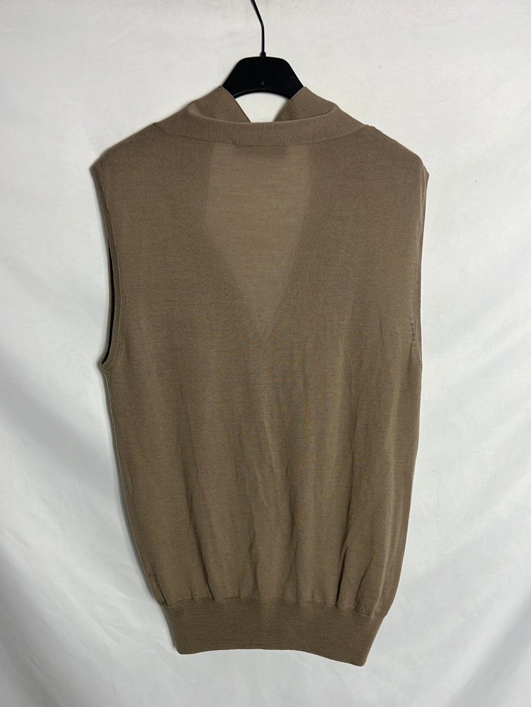 PAUL&JOE. Chaleco lana merino marrón claro. T S