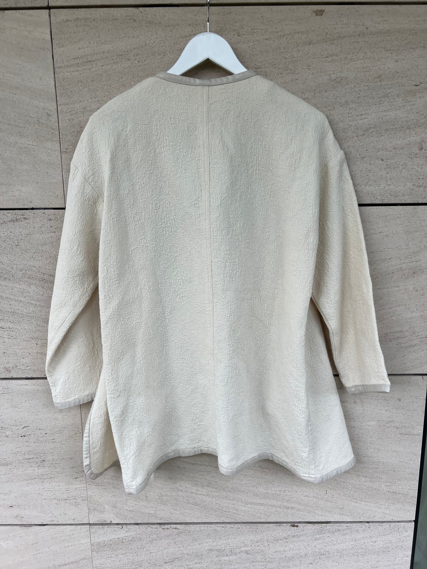 WHITE. White textured Tm jacket