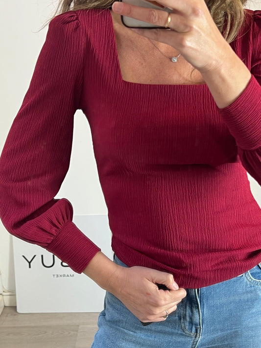 POLIN ET MOI. Burgundy Ts texture top