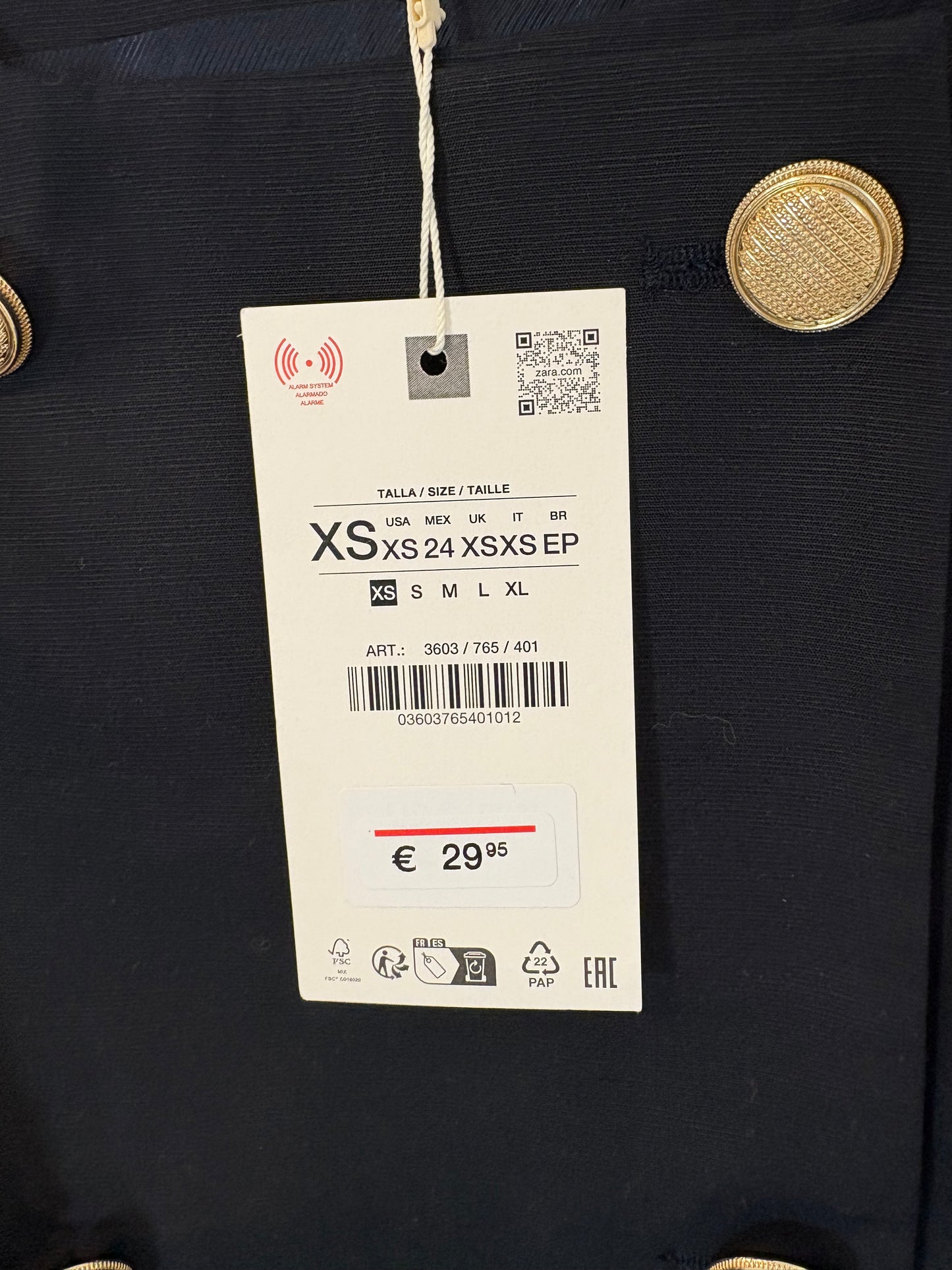 ZARA. Top / chaleco botones dorados. T XS