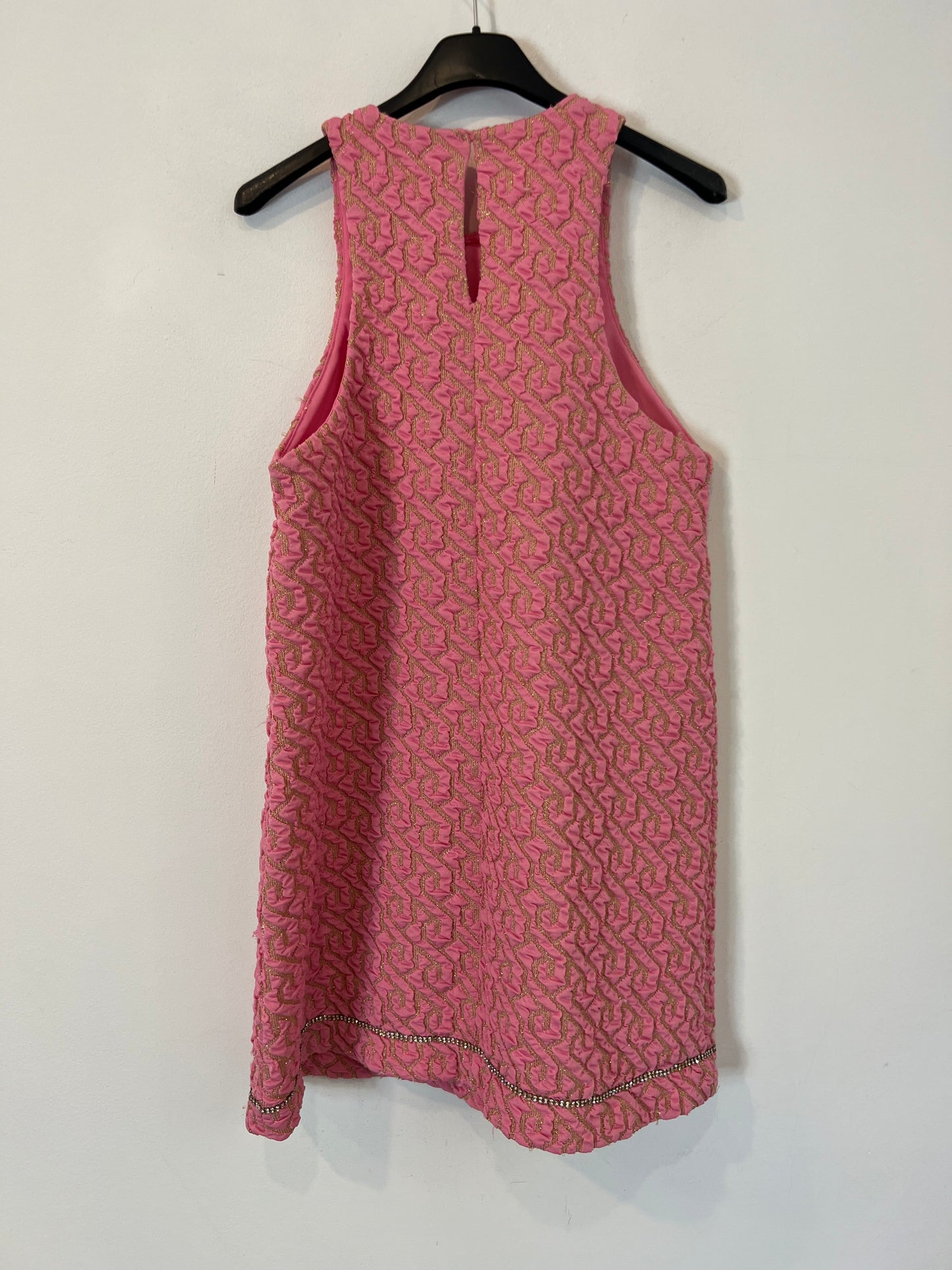 ZARA. Vestido rosa textura hilos dprados. T S