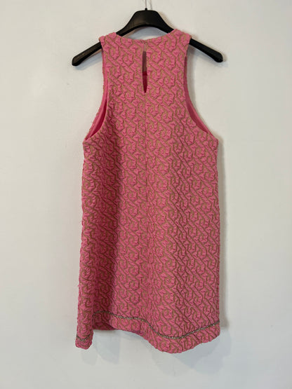 ZARA. Vestido rosa textura hilos dprados. T S