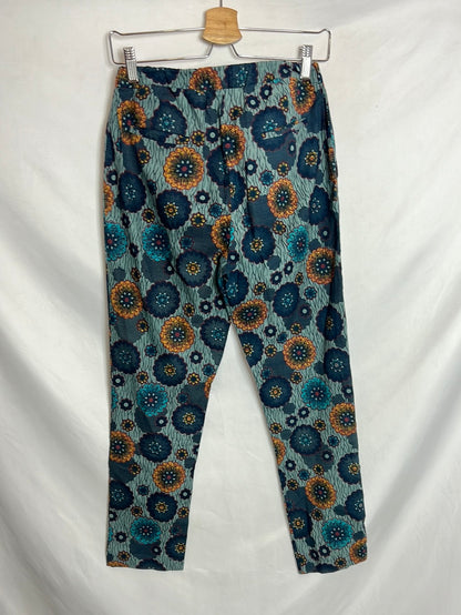 BELLA JONES. Printed blue trousers. Size 1 (S)