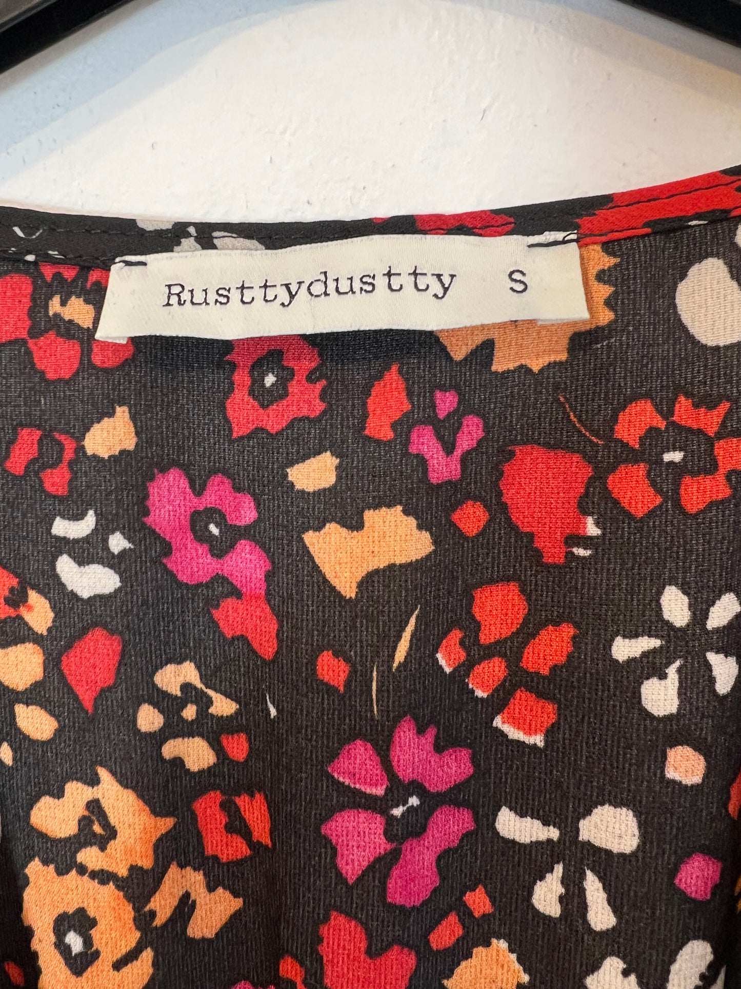 RUSTTYDUSTTY. Vestido largo estampado detalle croché. T S