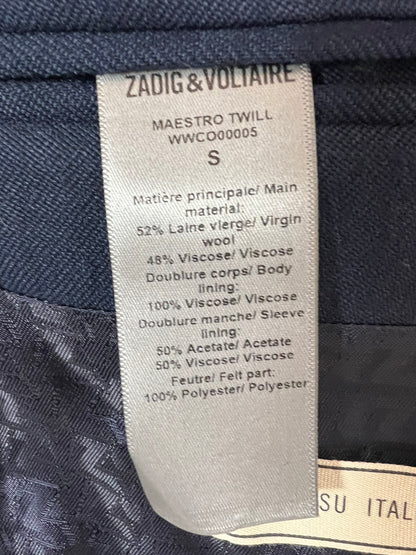 ZADIG&amp;VOLTAIRE. Long blue wool coat. T.S.