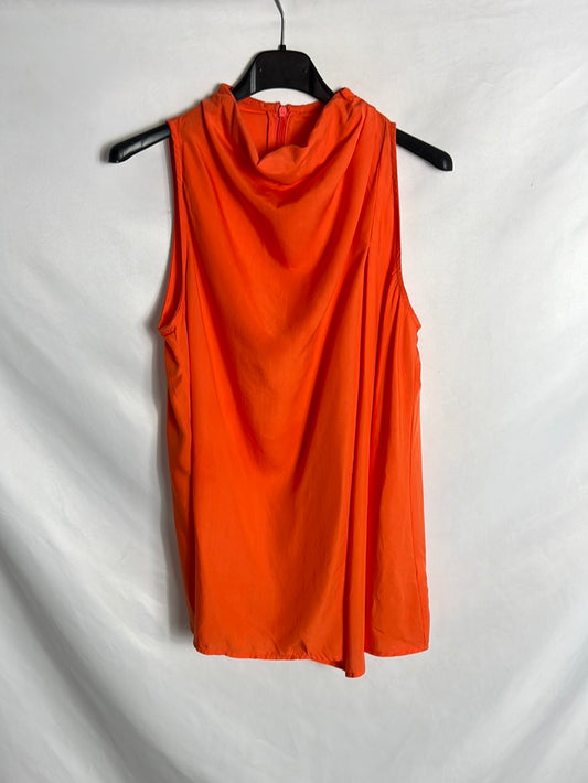 MOTRAS. Top naranja fluido cuello halter. T S/M
