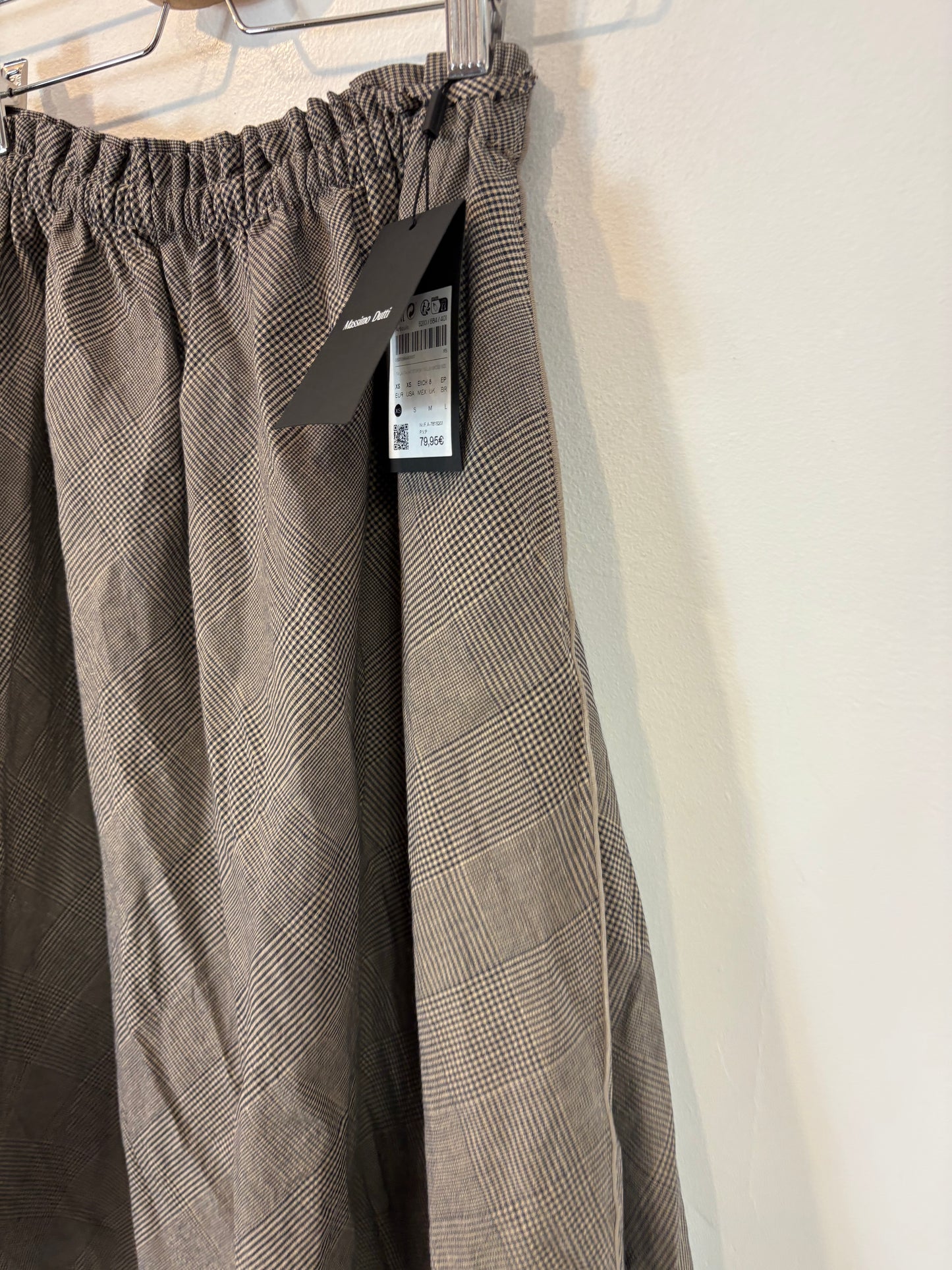 MASSIMO DUTTI. Falda midi cuadros mezcla