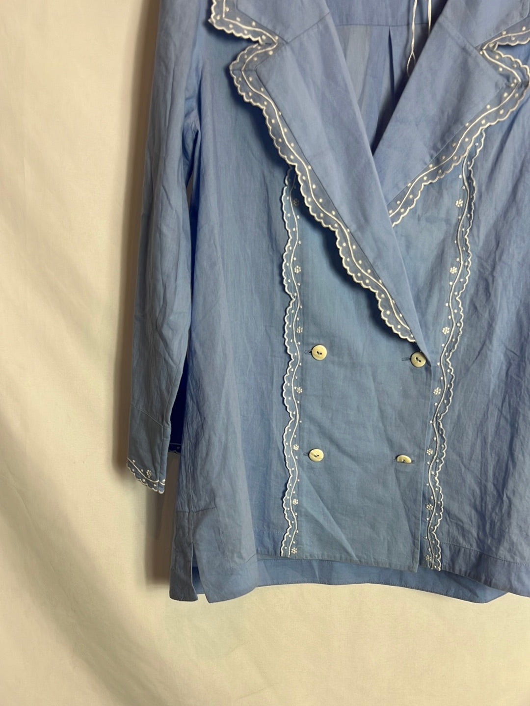 BAMFORD. Blusa algodón azul bordados. T S