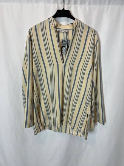 ZARA. Total look beige rayas. T XS