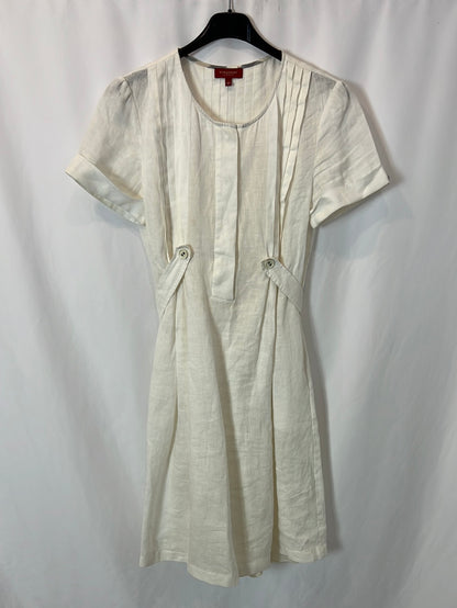 BURBERRY. White linen midi dress. Size 40