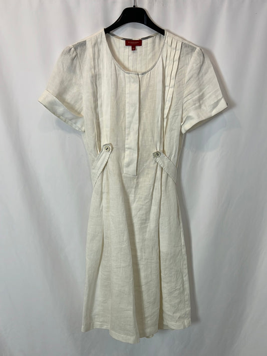 BURBERRY. White linen midi dress. Size 40