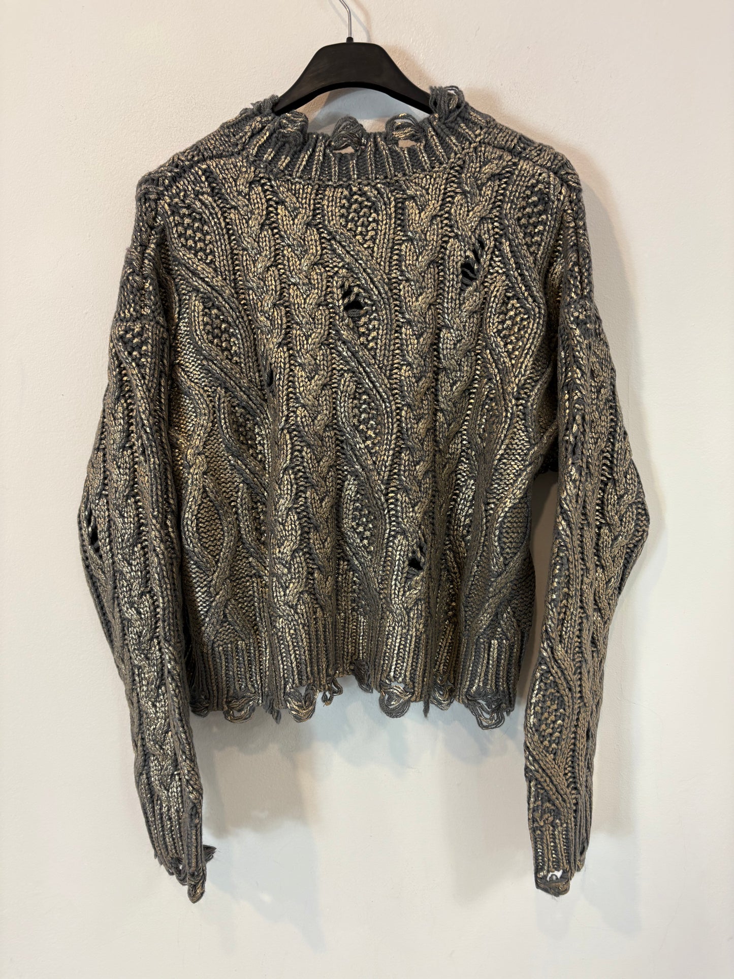 ZARA. Jersey gris ochos textura. T M