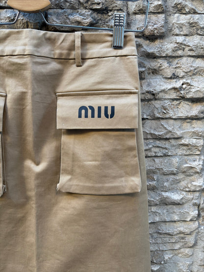 MIU MIU. Falda midi bolsillos T.m