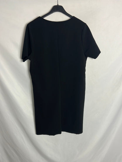 ZARA. Vestido negro estampado. TM
