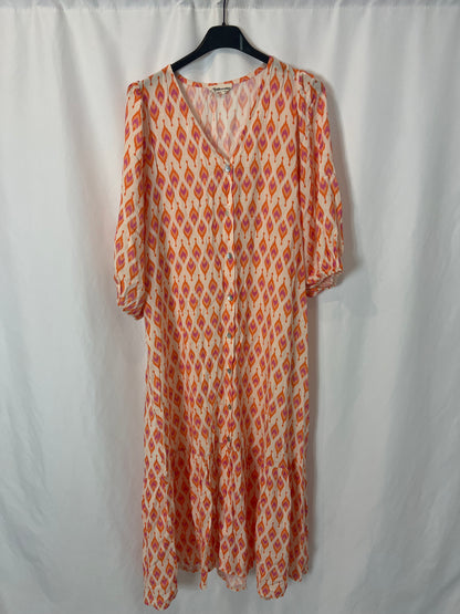 MINDTRAVELER. Orange print midi dress. YOU (M)