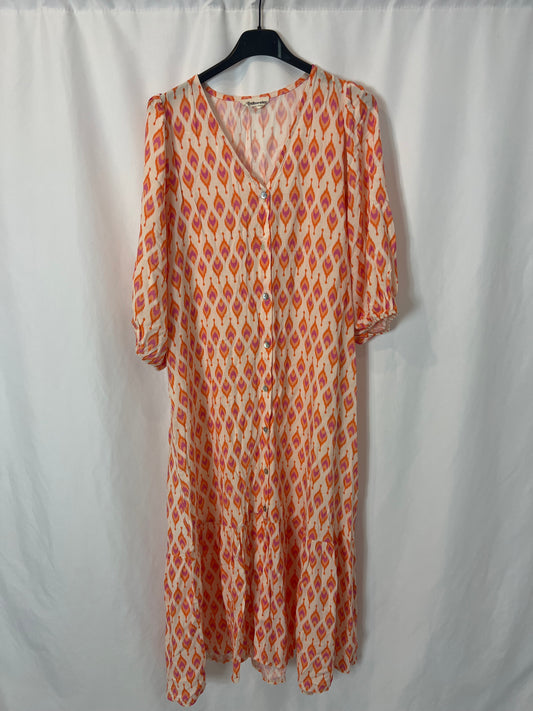 MINDTRAVELER. Orange print midi dress. YOU (M)