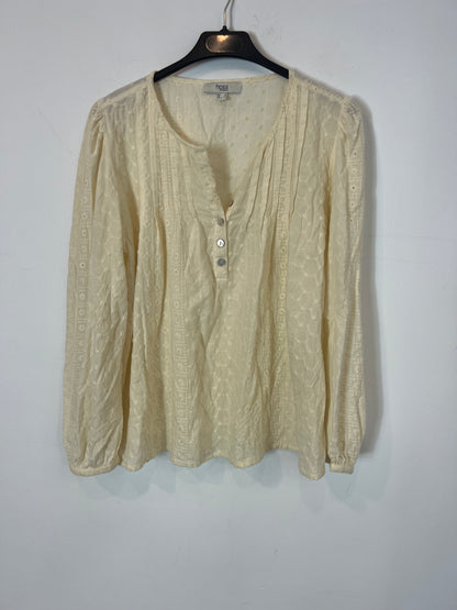 INTROPY. Tm embroidered beige blouse
