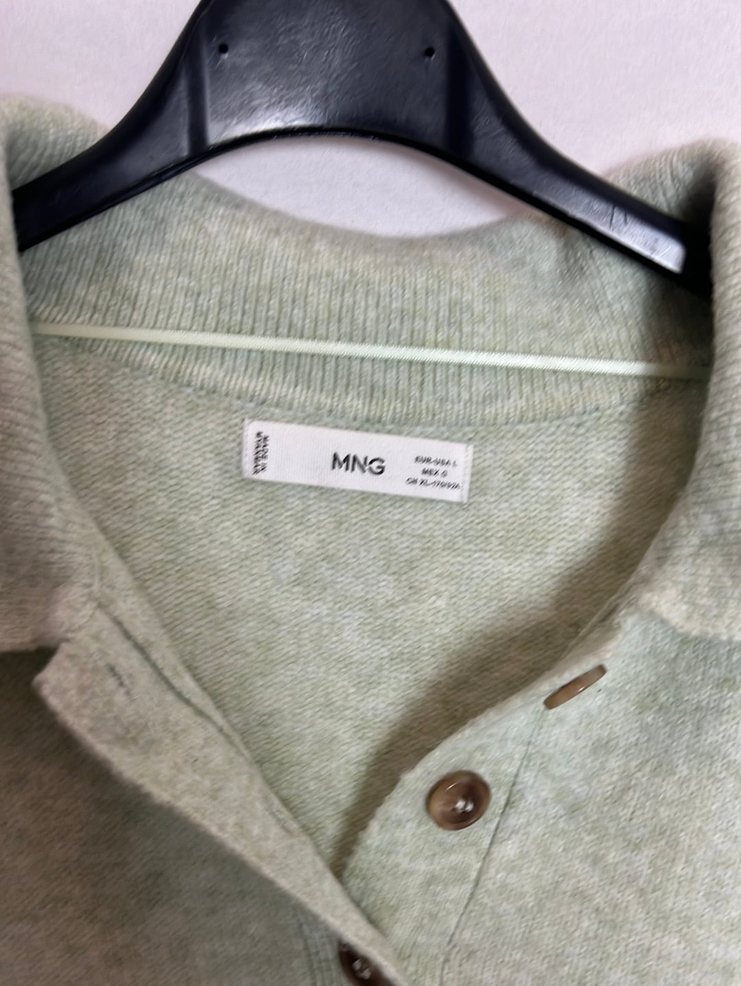 MANGO. Jersey verde polero T.l