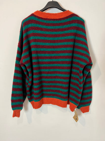 OTHERS. Green and burgundy striped sweater TU(s/m)