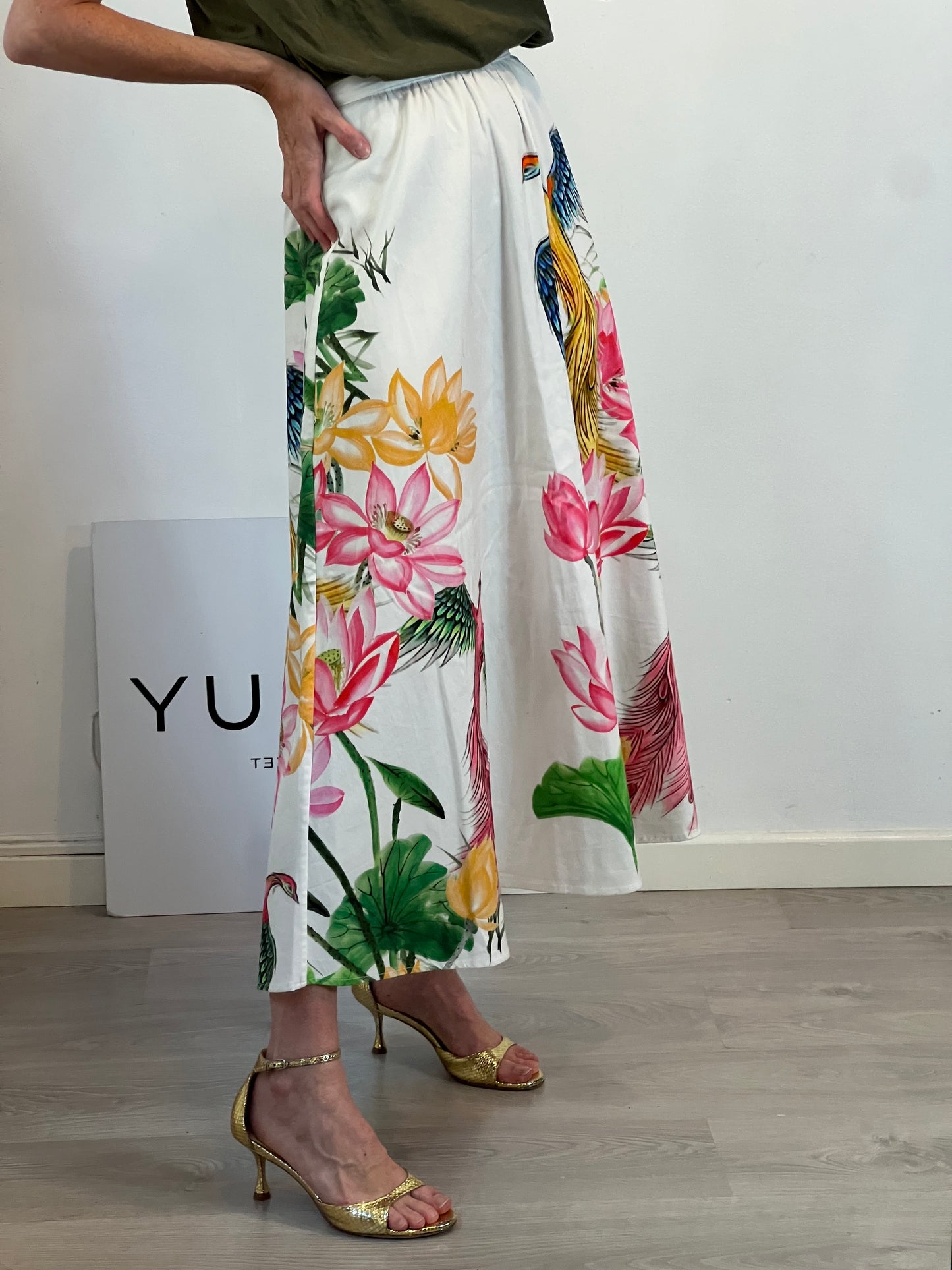 DOLORES PROMESAS. Falda midi estampado T.36