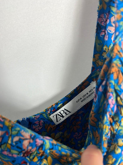 ZARA. Vestido midi apertura estampado. TM