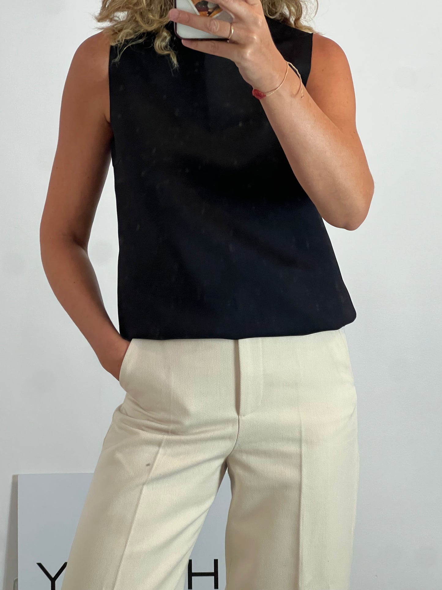 COS. Black neoprene top Ts