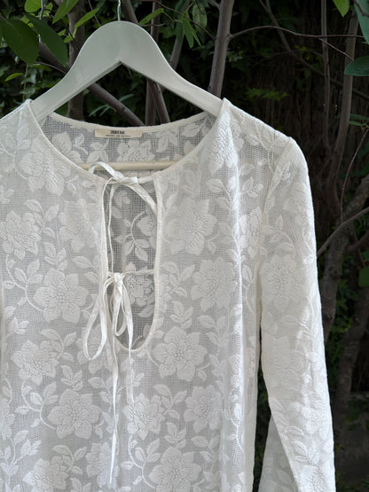 ZARA HOME. Vestido largo blanco calado