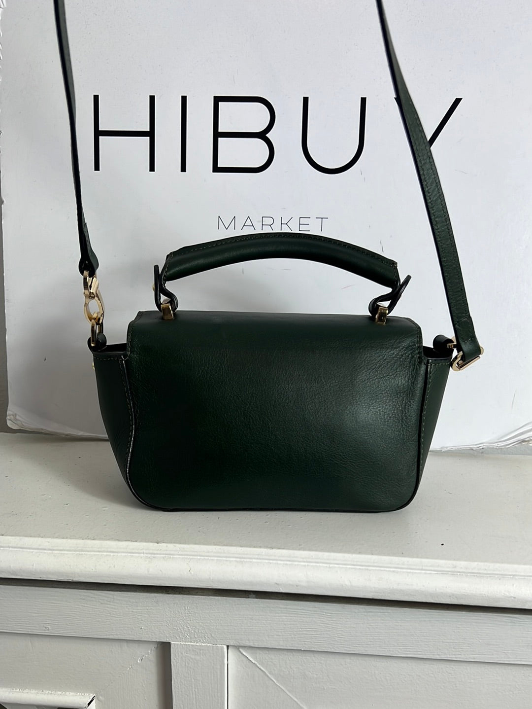 SANDRA FRECKLED. Green leather mini bag