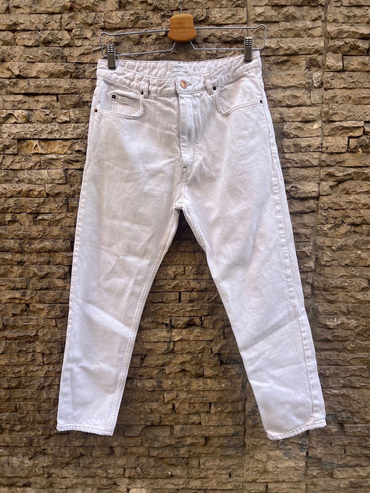 ISABEL MARANT. Denim blanco crop costuras. T 36