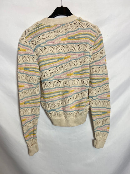 ZARA. Chaqueta punto beige T.S