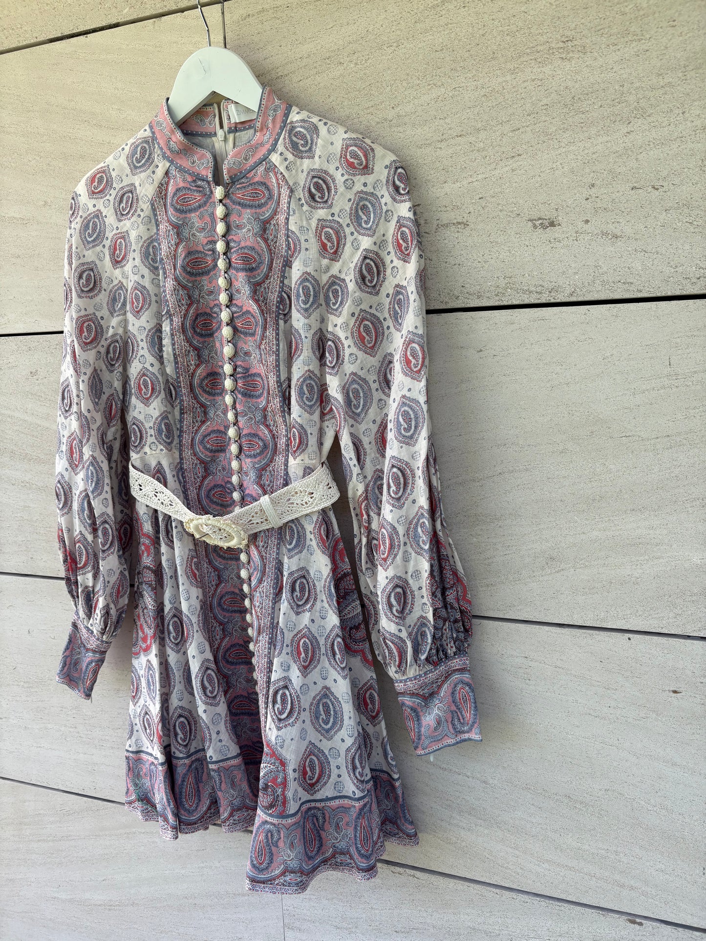 ZIMMERMANN. Vestido mini de lino color marfil
