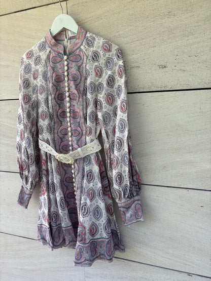 ZIMMERMANN. Vestido mini de lino color marfil