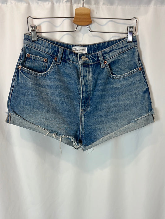 ZARA. Denim shorts with hem, size 40