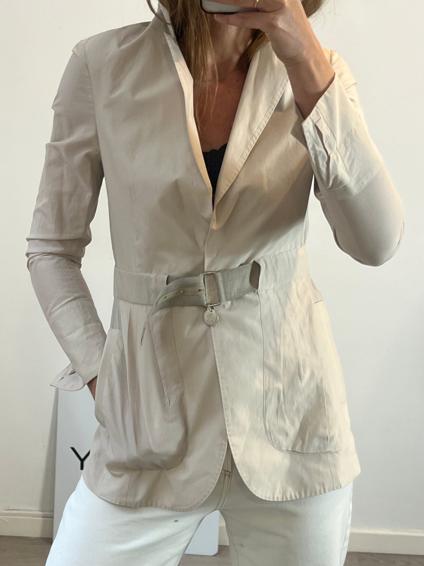 BRUNELLO CUCINELLI. Beige cotton and silk jacket. Size 42 (M)