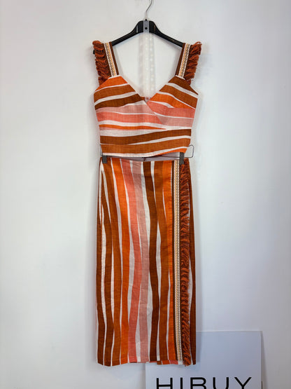 VANDERWILDE. Conjunto top y falda flecos