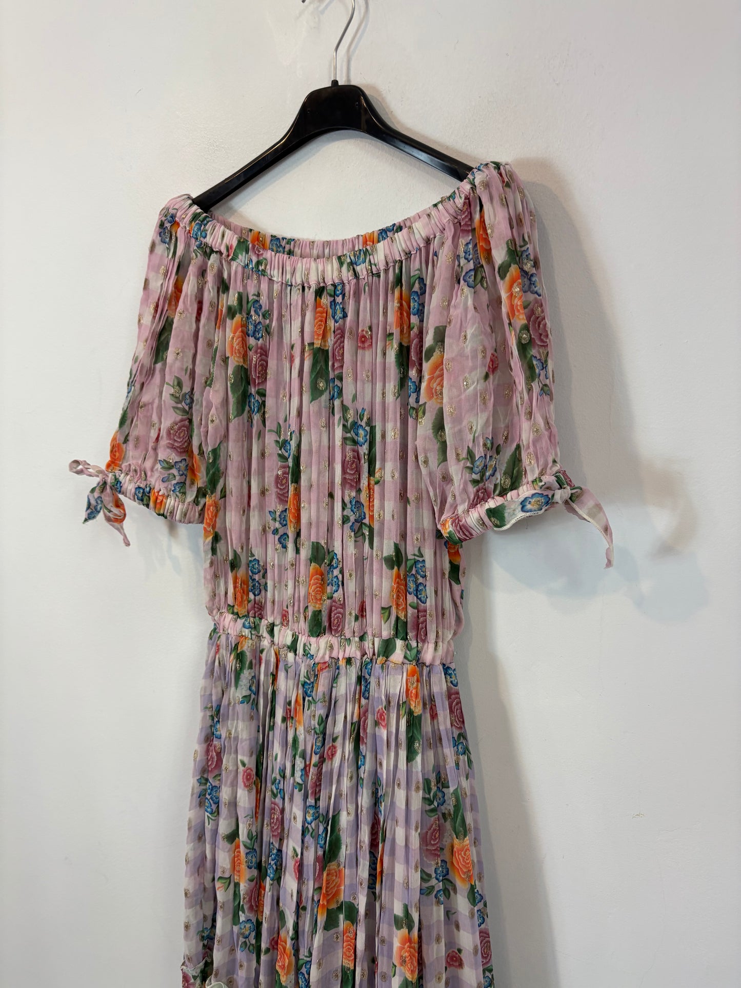 JOT. Vestido largo vaporoso estampado hombros