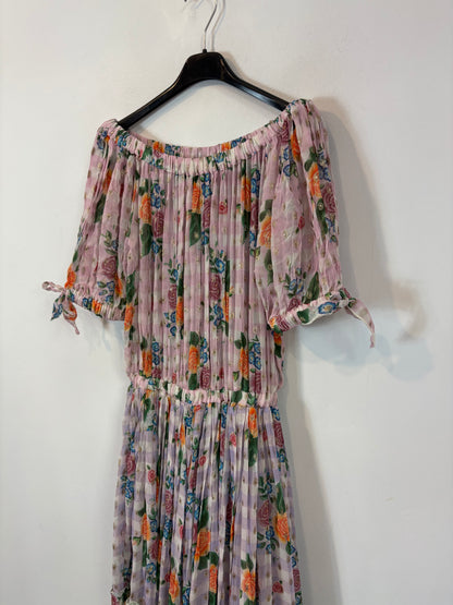 JOT. Vestido largo vaporoso estampado hombros