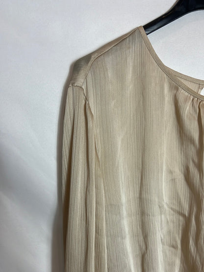 H&amp;M. Gold textured open-back blouse. TS