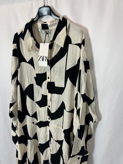 ZARA. Long two-tone shirt dress. Size XL
