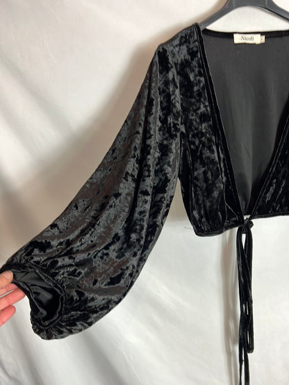 NICOLI. Top cruzado negro terciopelo. T S