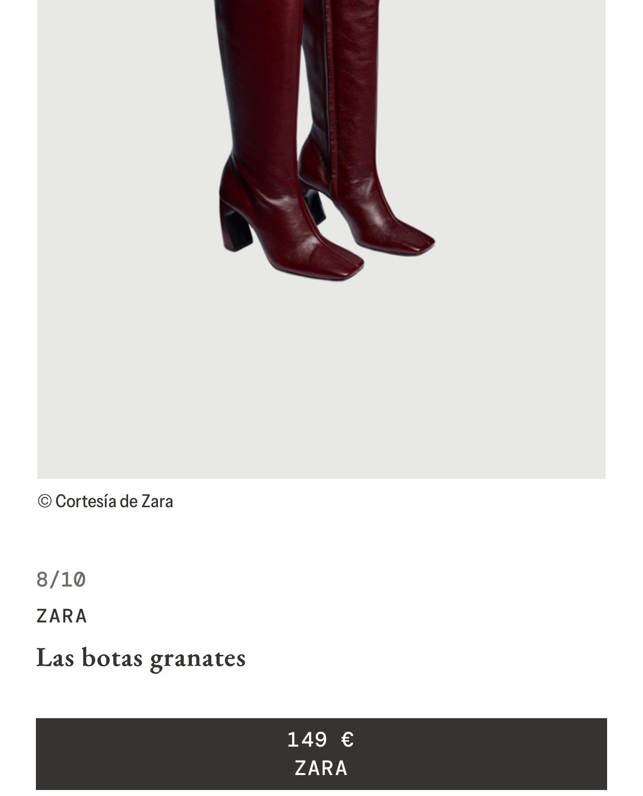 ZARA. Botas altas burdeos