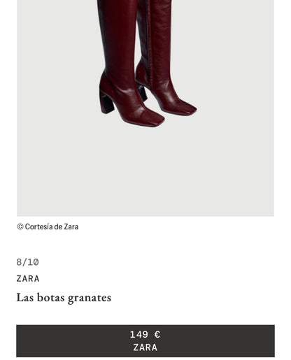 ZARA. Botas altas burdeos