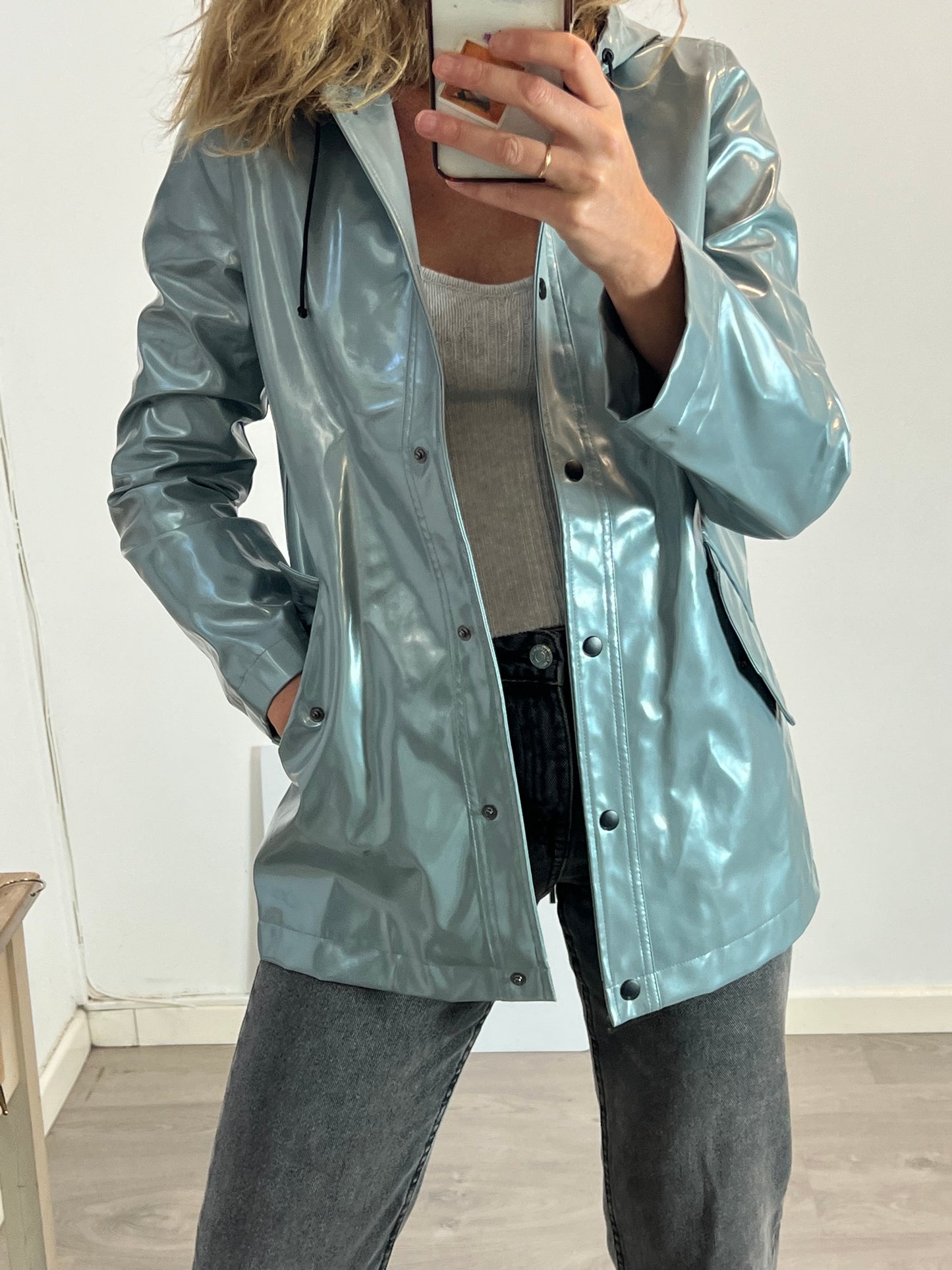 TOPSHOP. Grey waterproof raincoat, size 38