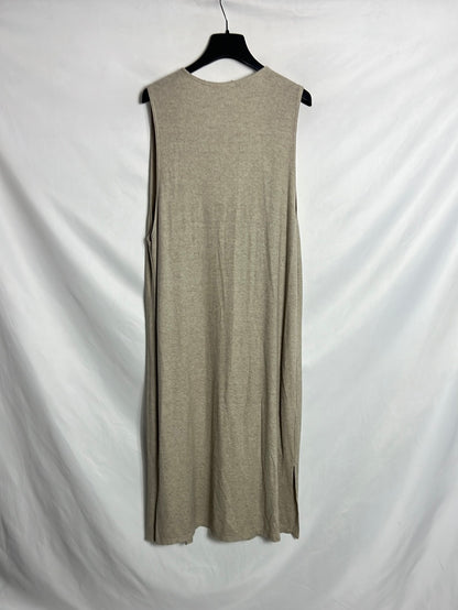 ALGO BONITO. Chaleco midi punto beige. TU